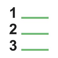 Numbered List Line Green and Black Icon vector