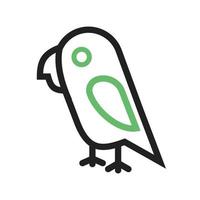 Pet Parrot Line Green and Black Icon vector