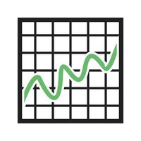 Bell Curve on Graph Line Green and Black Icon vector