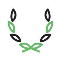 hojas corona línea verde y negro icono vector
