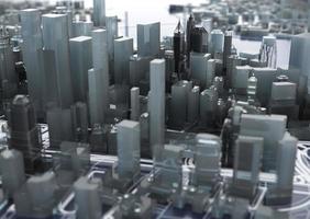 big city top view. illustration in casual graphic design. fragment hong kong 3d render photo