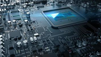 a fragment of computer hardware components. powerful cpu on a chip photo