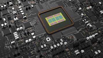 a fragment of computer hardware components. powerful cpu on a chip photo