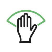 Wipe with Hand Line Green and Black Icon vector