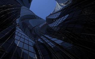 modern high-rise buildings against the sky. 3d illustration on the theme of business success and technology photo