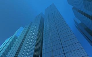 modern high-rise buildings against the sky. 3d illustration on the theme of business success and technology photo