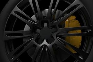 auto wheel with chrome disks close-up on a dark background. 3d render photo