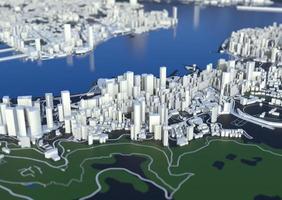 big city top view. illustration in casual graphic design. fragment hong kong 3d render photo