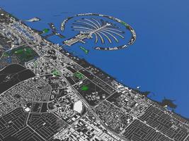 top view of the big city. illustration in casual graphic design. fragment of dubai 3d render photo