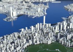 big city top view. illustration in casual graphic design. fragment hong kong 3d render photo