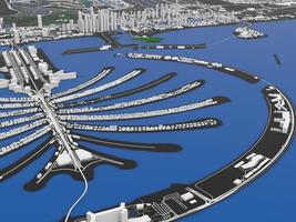 top view of the big city. illustration in casual graphic design. fragment of dubai 3d render photo