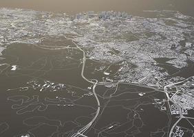 big city top view. illustration in casual graphic design. fragment hong kong 3d render photo