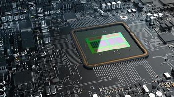 a fragment of computer hardware components. powerful cpu on a chip photo