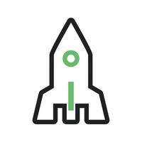 Rocket I Line Green and Black Icon vector