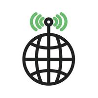 Global Signals Line Green and Black Icon vector