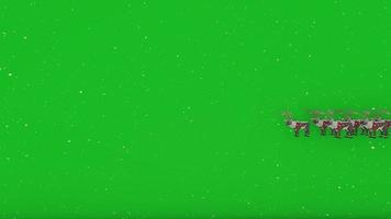 santa claus green screen 3d animation handing out gifts with reindeer carriage video