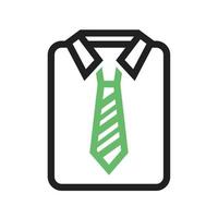 línea de camisa y corbata icono verde y negro vector