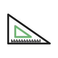 línea de regla triangular icono verde y negro vector