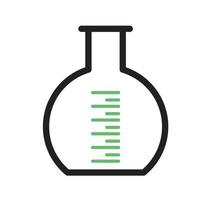 Round Bottom Flask Line Green and Black Icon vector