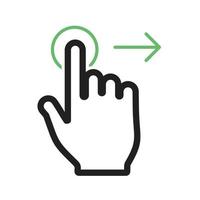 Tap and Move Right Line Green and Black Icon vector