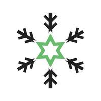 línea de copo de nieve icono verde y negro vector