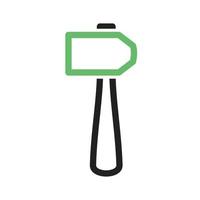 Hammer II Line Green and Black Icon vector