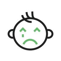 Crying Baby Line Green and Black Icon vector