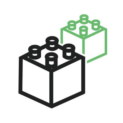 Blocks I Line Green and Black Icon