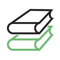 línea de libros icono verde y negro vector