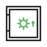 línea de casillero icono verde y negro vector