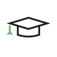 línea de sombrero graduado icono verde y negro vector