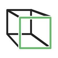 Cube Line Green and Black Icon vector