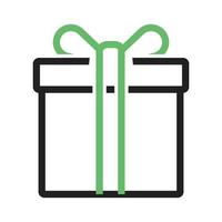 línea de caja de regalo icono verde y negro vector