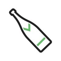 Champagne bottle Line Green and Black Icon vector