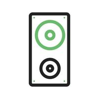 línea de altavoz icono verde y negro vector