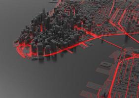 big city top view. illustration in casual graphic design. fragment hong kong 3d render photo