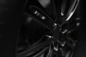 auto wheel with chrome disks close-up on a dark background. 3d render photo