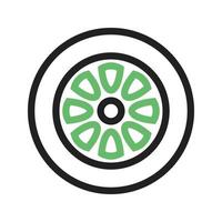neumáticos de goma línea icono verde y negro vector