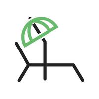 línea de sillas para tomar el sol icono verde y negro vector