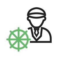 Ship Captain Line Green and Black Icon vector