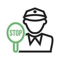 Traffic Police Line Green and Black Icon vector