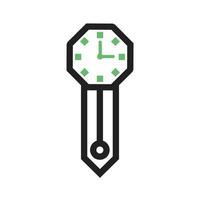 Wall Clock Line Green and Black Icon vector