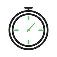 StopWatch Line Green and Black Icon vector