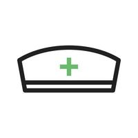 Nurse Cap Line Green and Black Icon vector