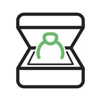 anillo en una línea de caja icono verde y negro vector