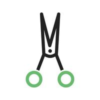 Open Scissors Line Green and Black Icon vector