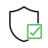 línea de protección verificada icono verde y negro vector