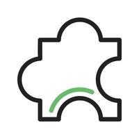 Puzzle Piece Line Green and Black Icon vector