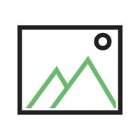 Insert Image Line Green and Black Icon vector
