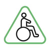 línea de zona para discapacitados icono verde y negro vector